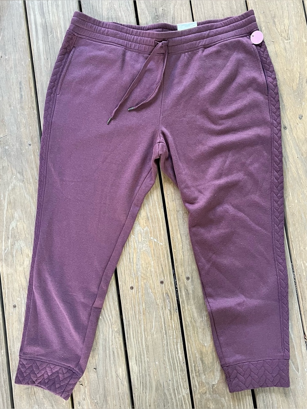 NWT.  St. John’s Bay XL Rich Plum Purple Jogger. Braided Cuff & Sides, Pockets